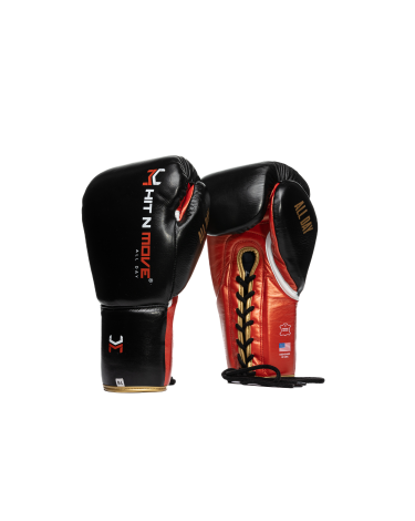 Guantes de Boxeo HIT N MOVE All Day  Pro Agility - Cuerdas Negro/Rojo