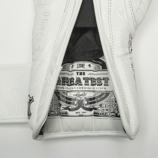 Guantes de Boxeo Leone 1947 "The Greatest" Color Blanco GN111 velcro