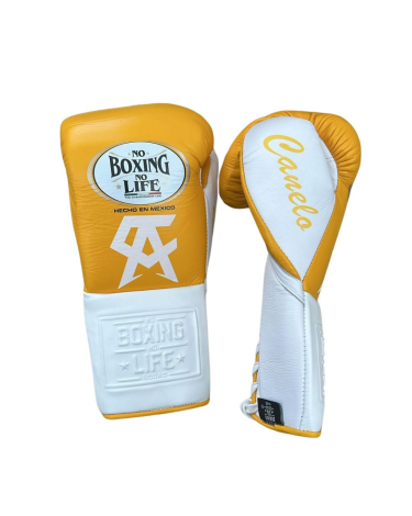 Guantes de Boxeo No Boxing No Life Canelo Alvarez signature model 14 oz amarillo/blanco