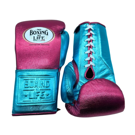 Guantes de Boxeo No Boxing No Life "pro fight" rosa fluor/turquesa