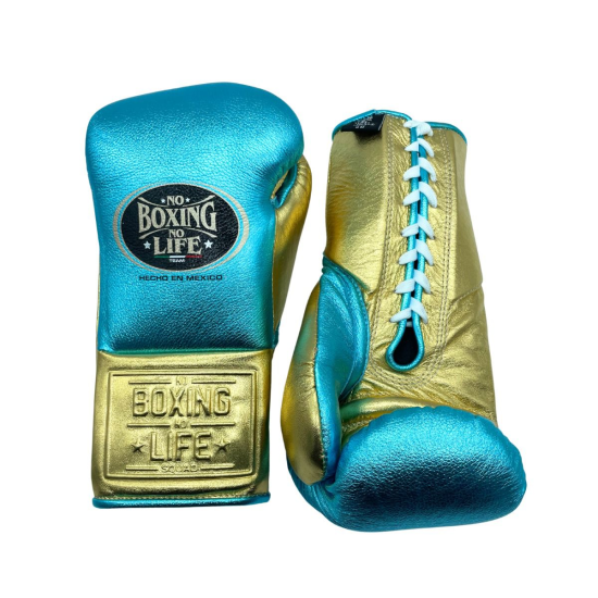 Guantes de Boxeo No Boxing No Life "pro fight" aqua/oro