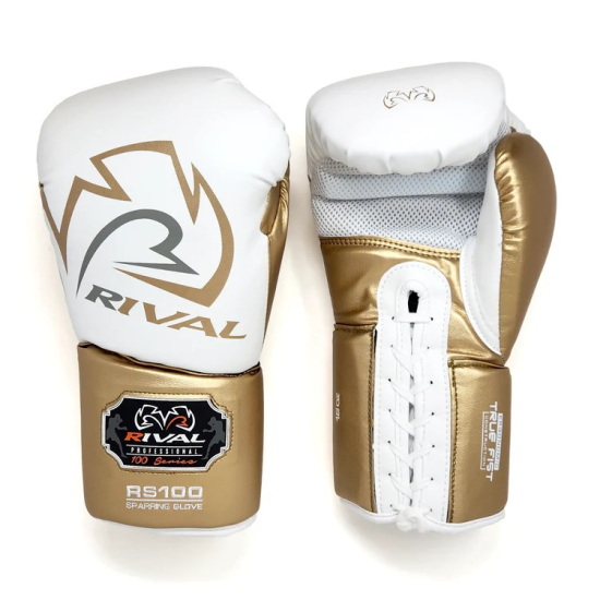 Guantes de Boxeo para Sparring Rival Boxing RS100 blanco/oro