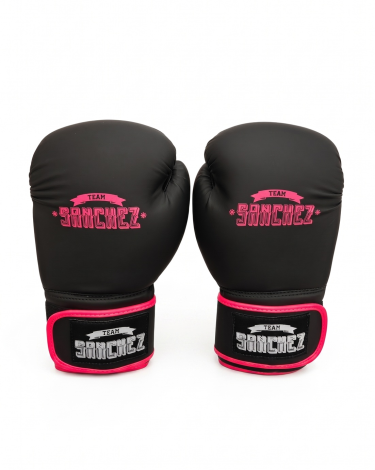 Guantes de boxeo Team sanchez negro- rosa fluor