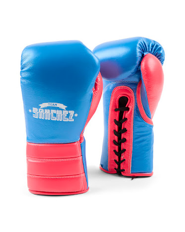 Guantes de boxeo Team Sanchez Premium azul-rosa metalizado