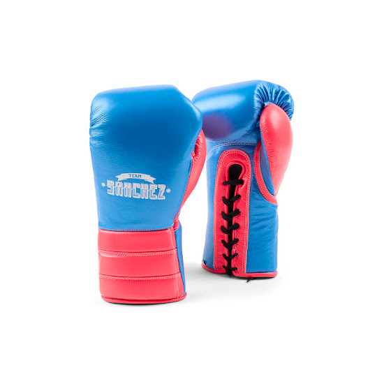 Guantes de boxeo Team Sanchez Premium azul-rosa metalizado