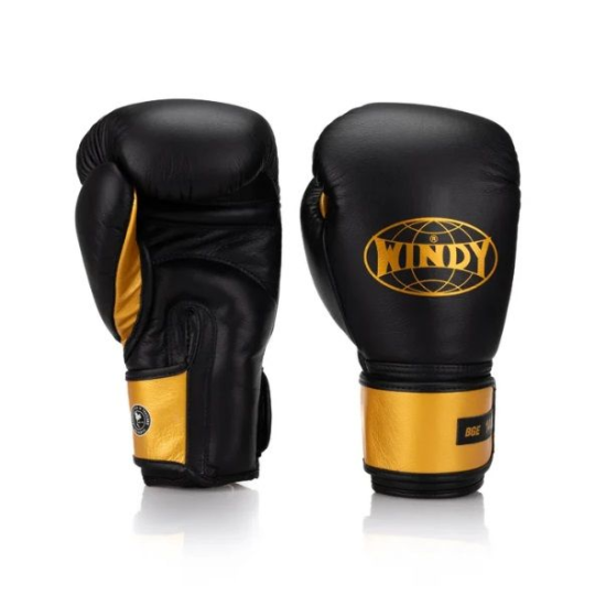 Guantes de boxeo Windy "Elite" BGE velcro negro/dorado
