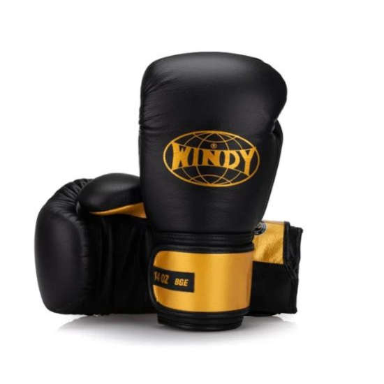Guantes de boxeo Windy "Elite" BGE velcro negro/dorado