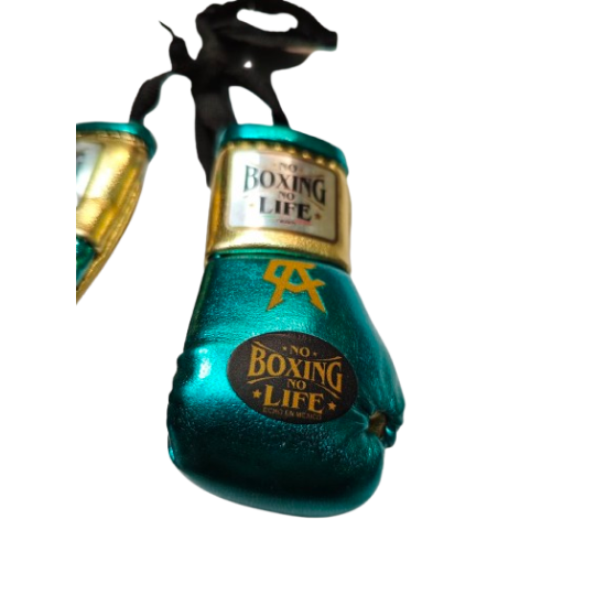 Guantes de retrovisor No Boxing No Life  aqua/oro