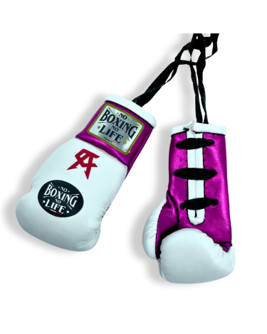 Guantes de retrovisor No Boxing No Life  blanco rosa