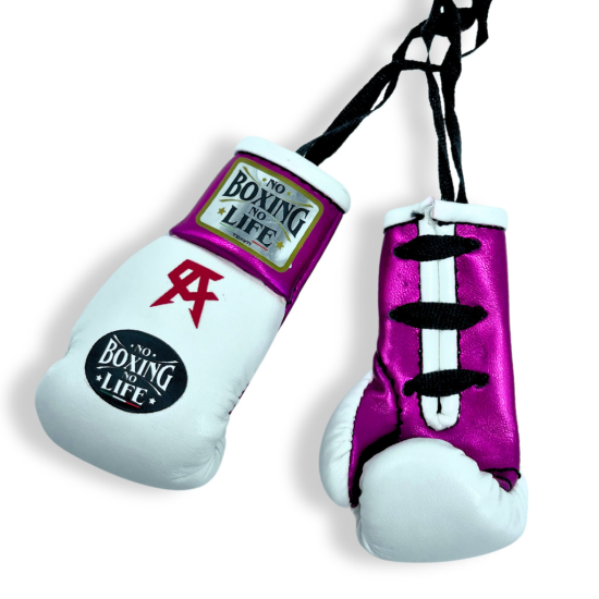 Guantes de retrovisor No Boxing No Life  blanco rosa