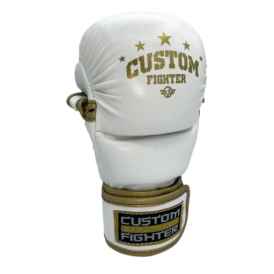 Guantillas de MMA Custom Fighter para sparring "Gold Star" blancas