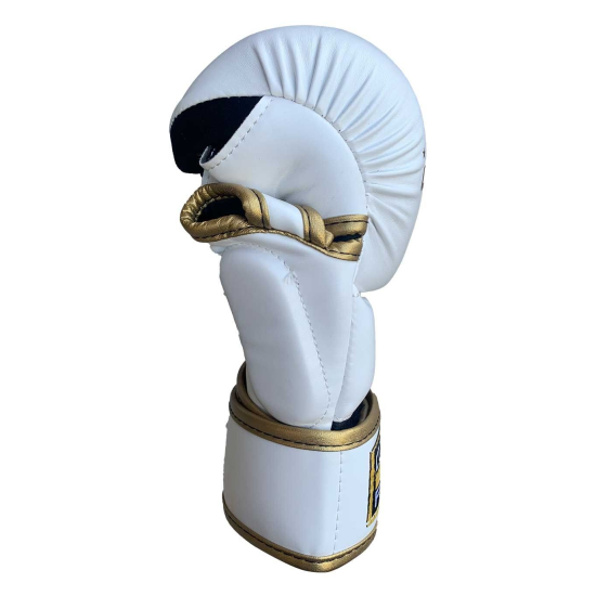Guantillas de MMA Custom Fighter para sparring "Gold Star" blancas