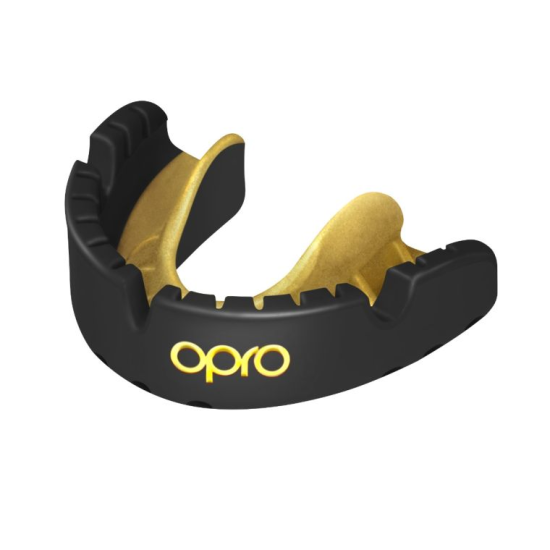Protector bucal Opro Gold especial para braquets negro-dorado