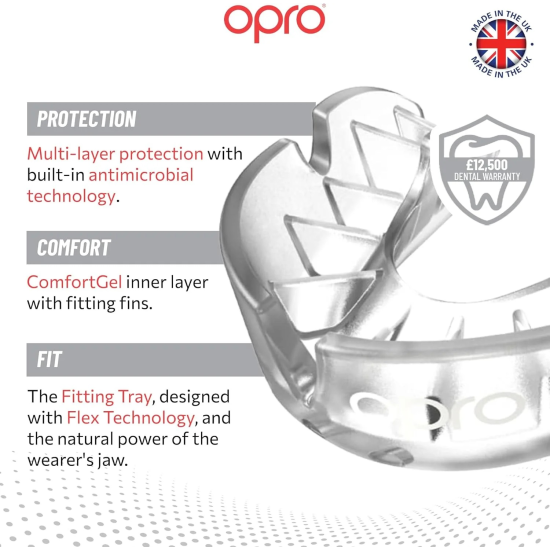 Protector bucal Opro Silver transparente adulto