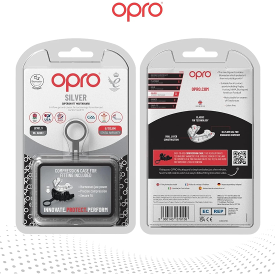 Protector bucal Opro Silver transparente adulto