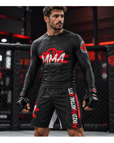Rashguard de manga larga Custom Fighter Mixed Martial arts negro