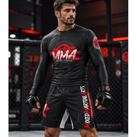 Rashguard de manga larga Custom Fighter Mixed Martial arts negro
