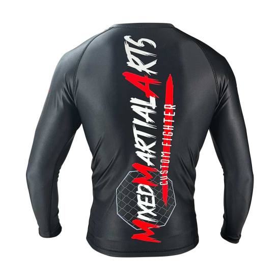 Rashguard de manga larga Custom Fighter Mixed Martial arts negro