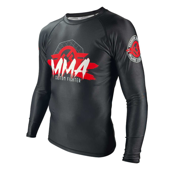 Rashguard de manga larga Custom Fighter Mixed Martial arts negro