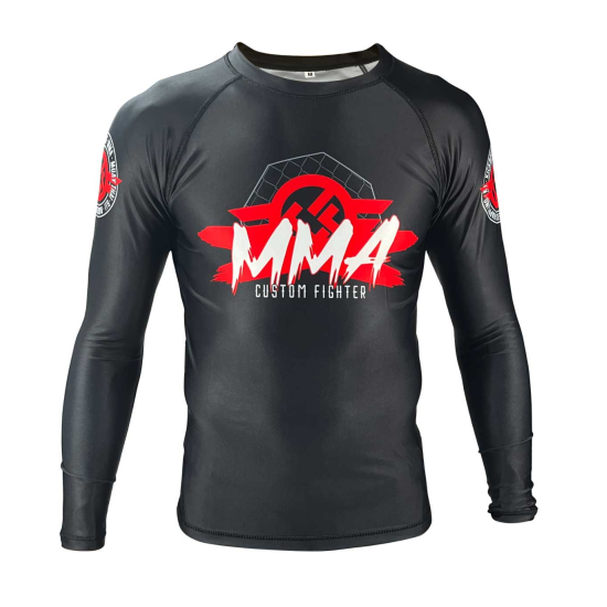 Rashguard de manga larga Custom Fighter Mixed Martial arts negro