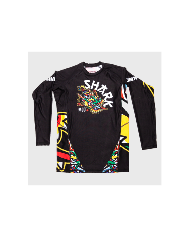 Rashguard Shark boxing manga larga negra Tokio