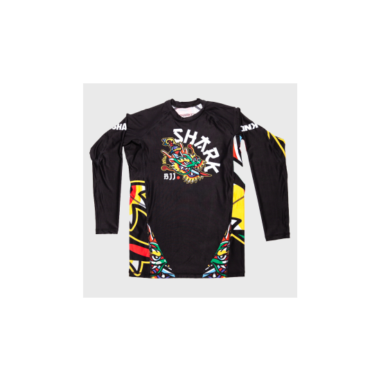 Rashguard Shark boxing manga larga negra Tokio