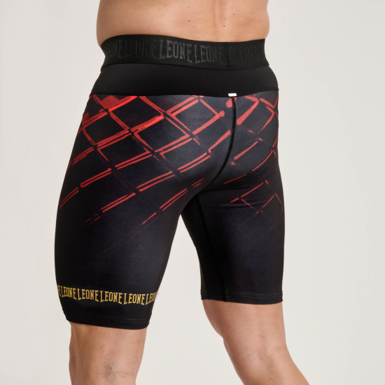 Shorts de compresion Leone 1947 CAGE AB972 negro-rojo