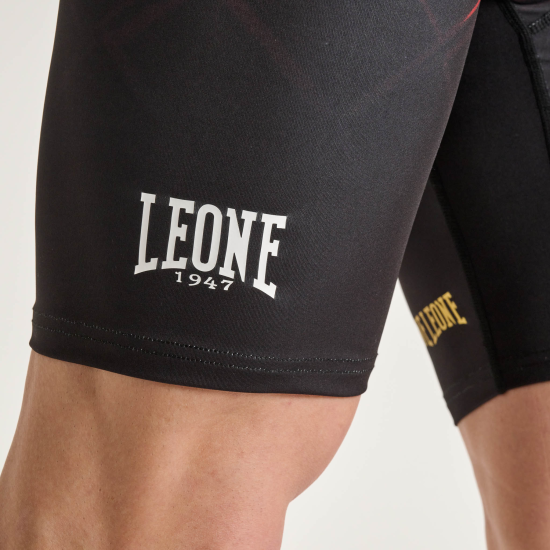 Shorts de compresion Leone 1947 CAGE AB972 negro-rojo