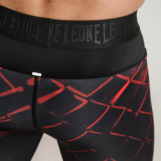Shorts de compresion Leone 1947 CAGE AB972 negro-rojo