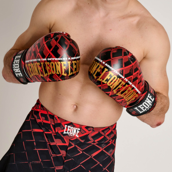 Shorts de MMA Leone 1947 "Cage" rojo.negro AB975