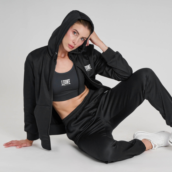Sudadera con capucha femenina Leone ABX154 negra