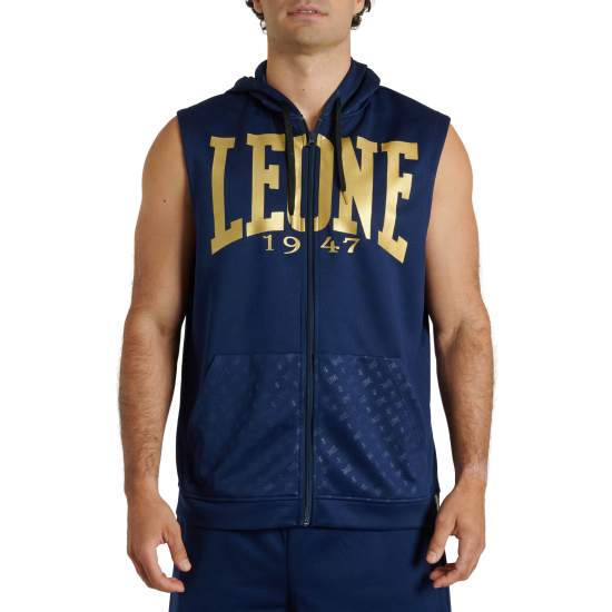 Sudadera con capucha sin mangas Leone 1947 "DNA" azul ABX720
