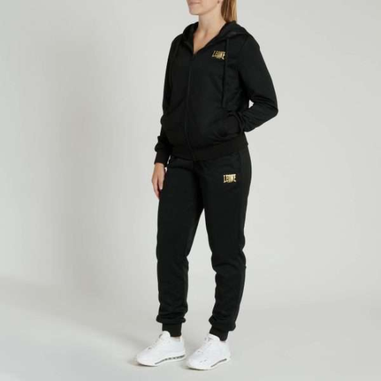 Sudadera femenina con capucha  Leone 1947 "DNA" ABX730 negra