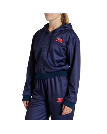Sudadera femenina con capucha Leone 1947 "Logo WACS" azul ABX138