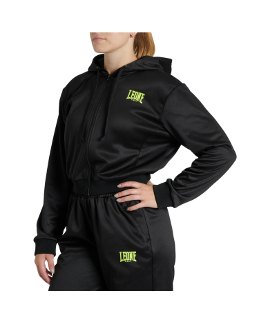 Sudadera femenina con capucha Leone 1947 "Logo WACS" negro ABX138