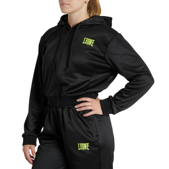 Sudadera femenina con capucha Leone 1947 "Logo WACS" negro ABX138