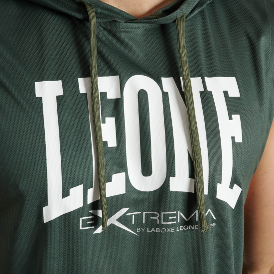Sudadera sin mangas con capucha Leone 1947 "Logo" verde ABX120